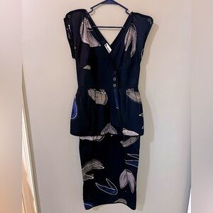 The Design House Midi Dress S Cotton Hand Painted Vintage 80s Womens